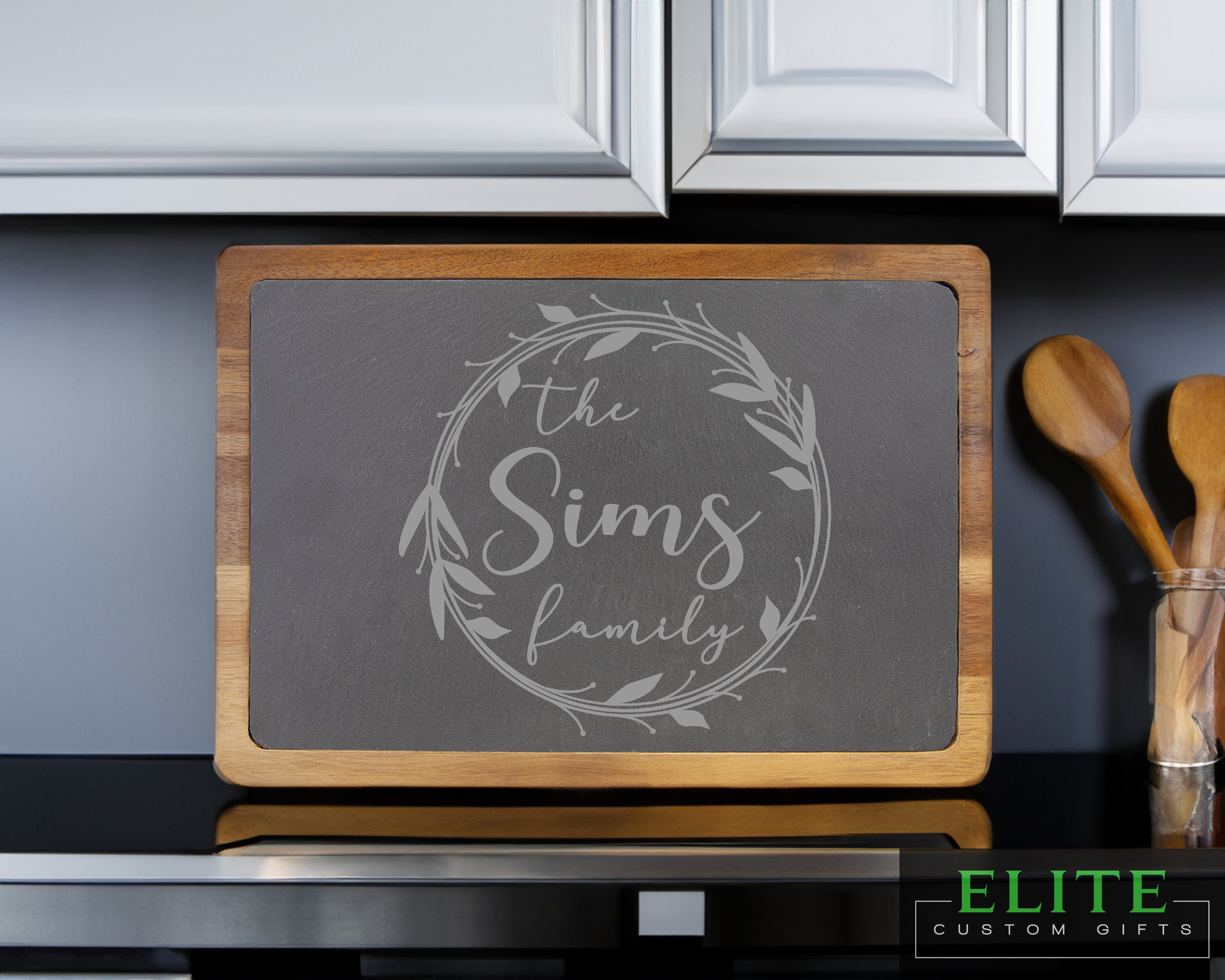 The Family Engraved Slate Engraved Cutting Board